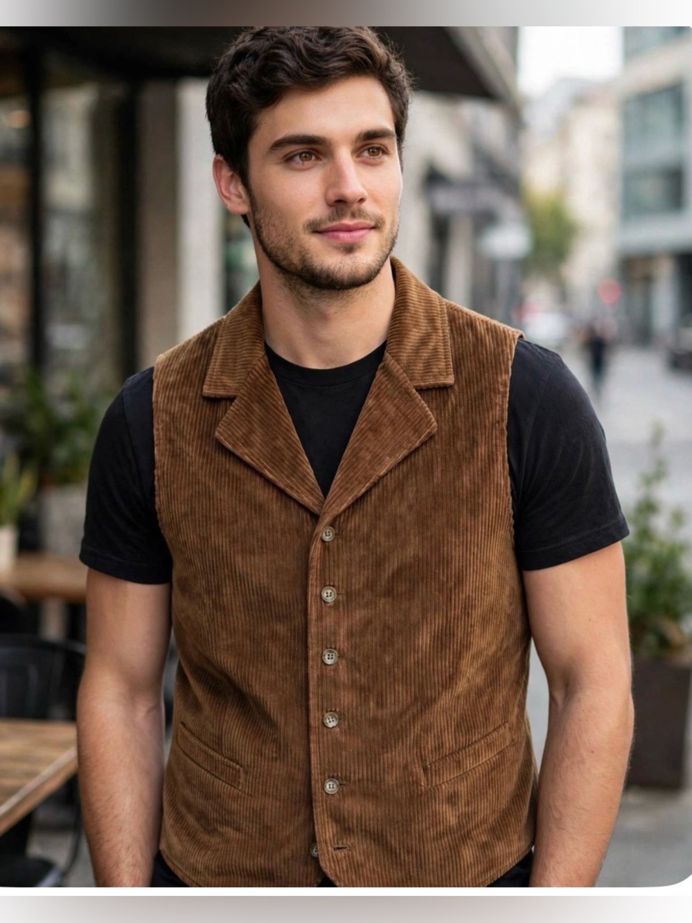 Breeches Mens Brown Corduroy Vest Large Made in USA Cotton‎ Button Front